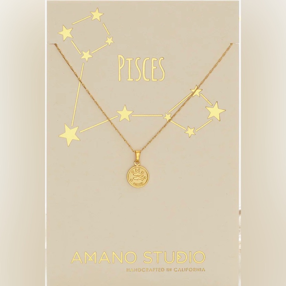 NWT Amano Studio Gold Pisces Zodiac Necklace